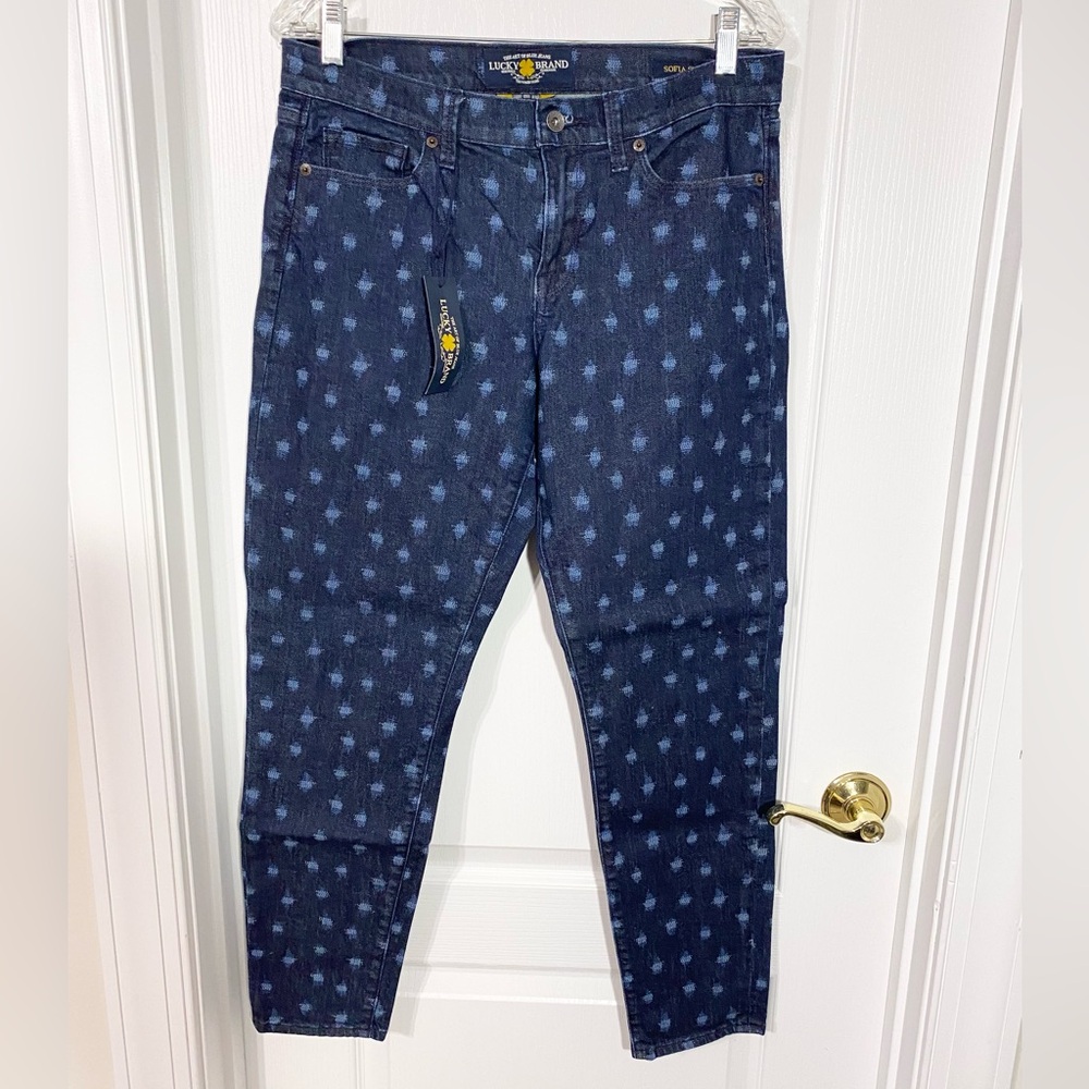 Lucky Brand Patterned Skinny Mid Rise Super Stretch Sophia Jeans Size 31 / 12